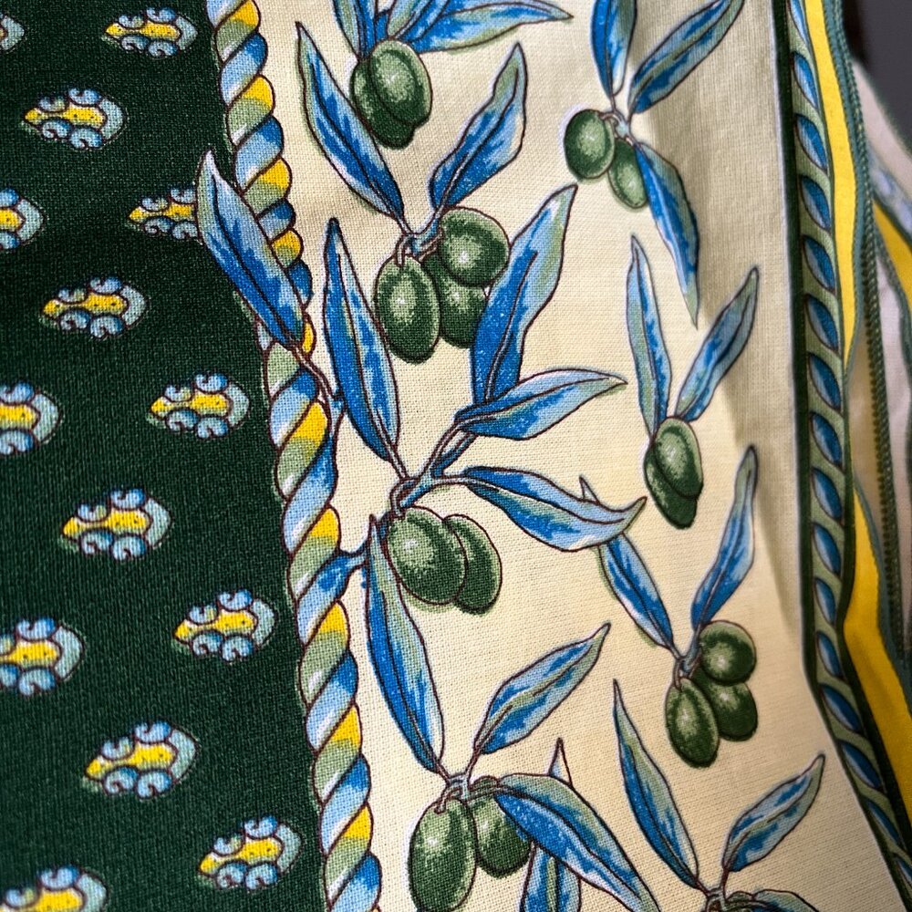 Vent du Sud France Tablecloth Cotton Oblong green blue floral large New 68 x 116